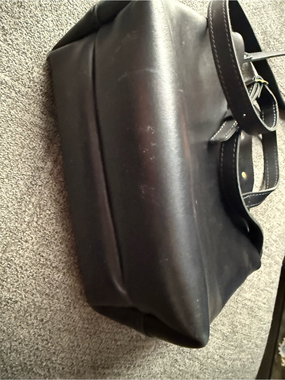 Portland Leather Black Leather Shoulder Tote with Front Pocket - Picture 4 of 8